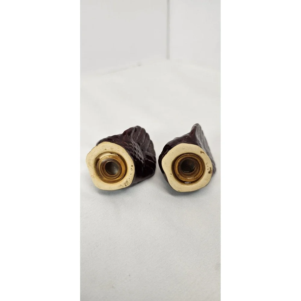 Vintage Turkey Salt & Pepper‎ Shakers Mini Ceramic Brown Thanksgiving Decor